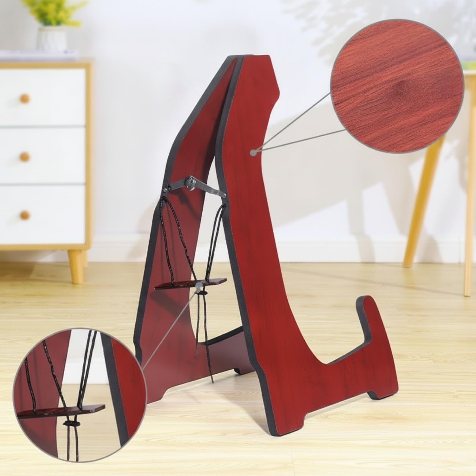 Soporte Guzheng Vertical para Zither Expositor Base de Madera Multiusos Resistente con Correa de Integrada Estructura Estable Adecuado para Músicos y Salas de Ensayo , Negro