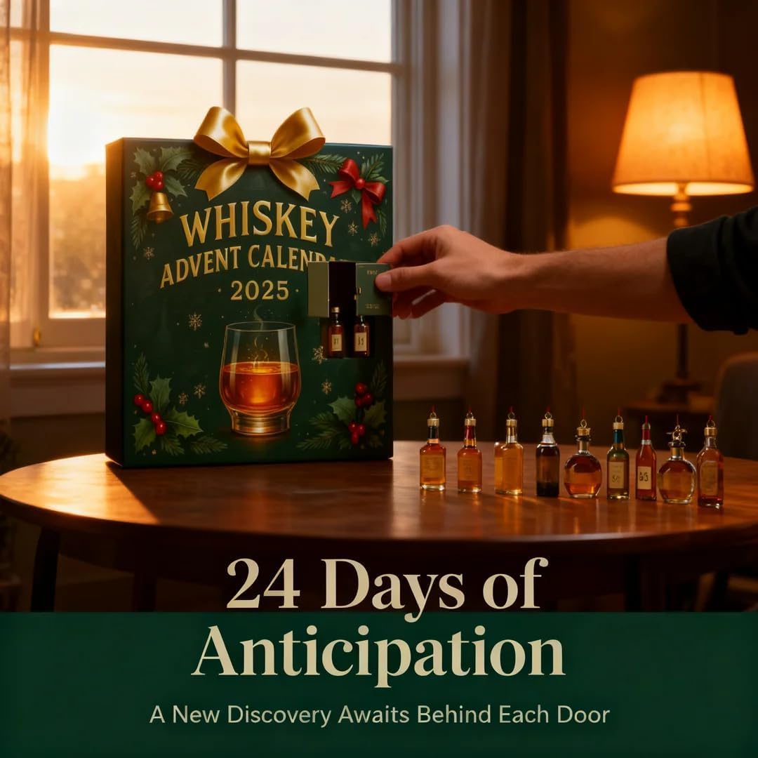 Calendario de Adviento de whisky 2025, 24 muestras de whisky de alta calidad para cuenta regresiva y regalo, un viaje de degustación diaria a través de los sabores del whisky del mundo (B)
