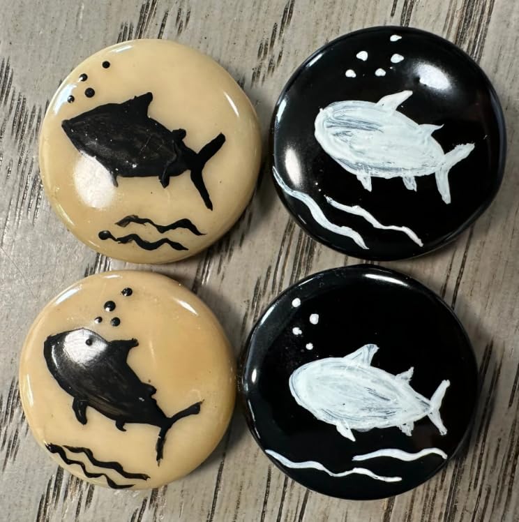 Tagua Bead Round Coin Shape with Animal Pattern Handpainted | 2 cm. Approx. Sustainable Jewelry Making Supplies | 20 Tagua Seed Beads