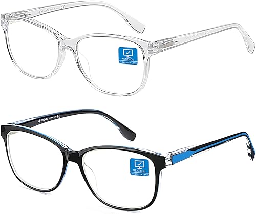 K KENZHOU Paquete de 2 lentes de bloqueo de luz azul, computadora, juegos, TV, teléfonos con bisagras de resorte, antifatiga ocular y