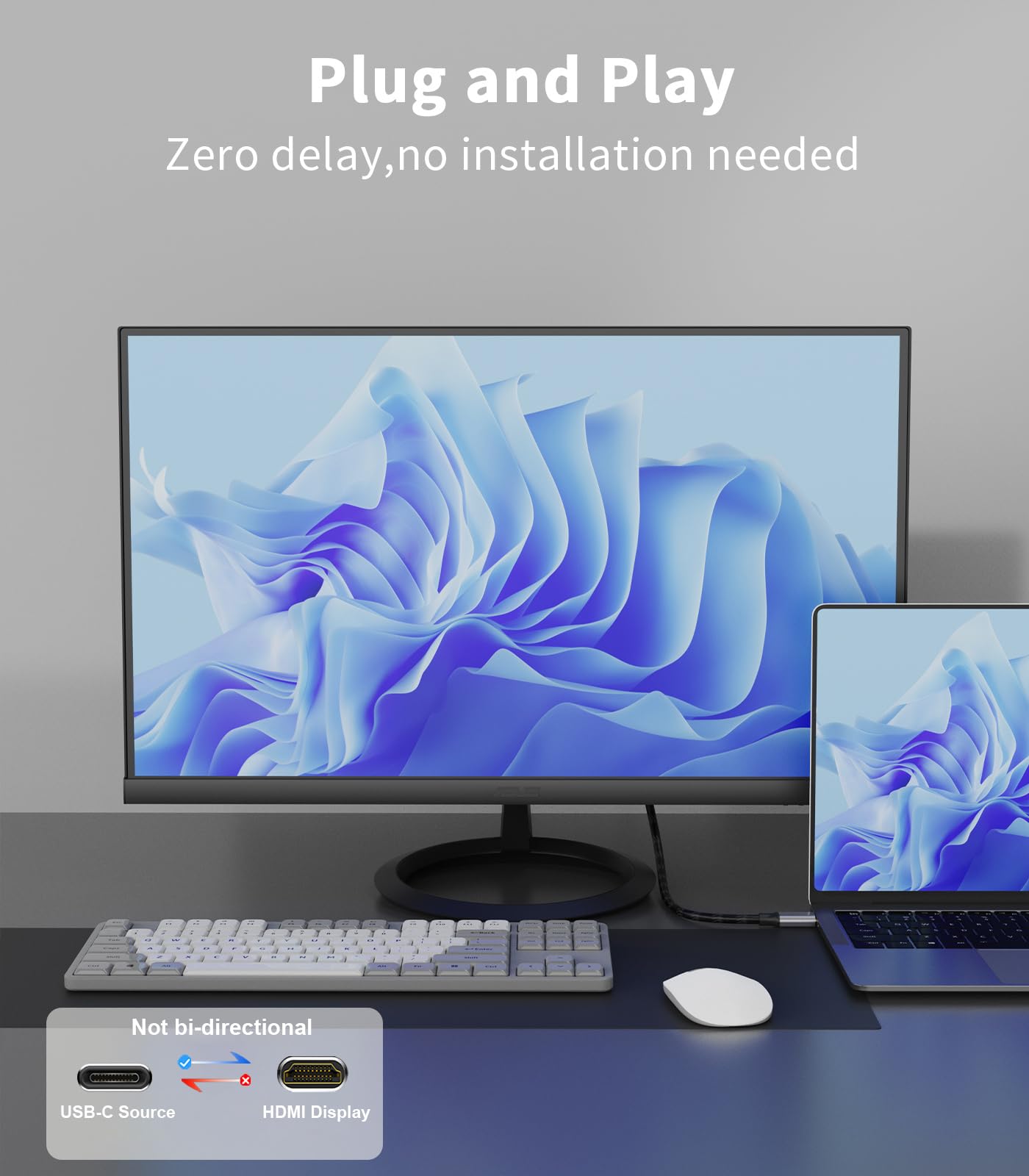 Cavo da USB C a HDMI 2.1 da 3,5 m (8K a 60 Hz, 4K a 144 Hz, 2K a 240 Hz), cavo intrecciato da tipo C a HDMI, compatibile con Thunderbolt 3/4/5, per iPhone serie 15, MacBook Pro/Air, iPad