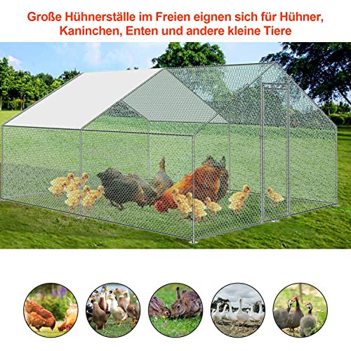 Lospitch Freilaufgehege Hühnerstall XXL 3x4x2m mit Schloss, Verzinkter Stahl Kleintierstall Voliere Outdoor… – Bild 8