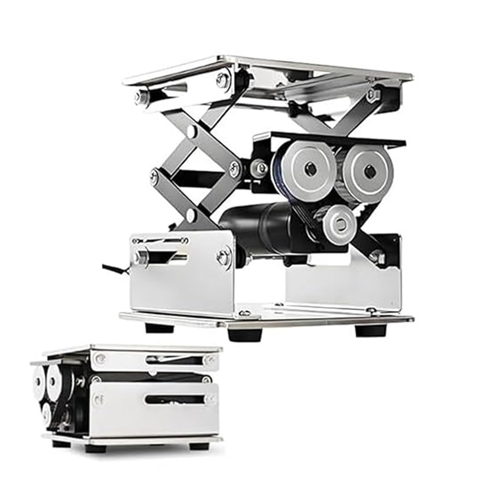 Plataforma elevadora de tijera eléctrica, acero inoxidable, carrera de 200 mm, capacidad de carga de 10 kg, mesa de elevación de altura ajustable para laboratorio y estación de trabajo industrial