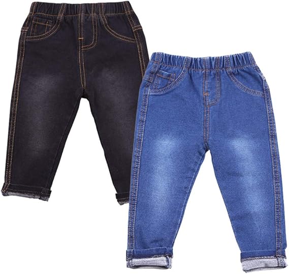 Amazon Smt キッズ 子供 デニムパンツ ストレッチ素材 男の子 女の子 ジーンズ ジーパン パンツ 2枚セット ブラック ネイビー ロングパンツ 通販