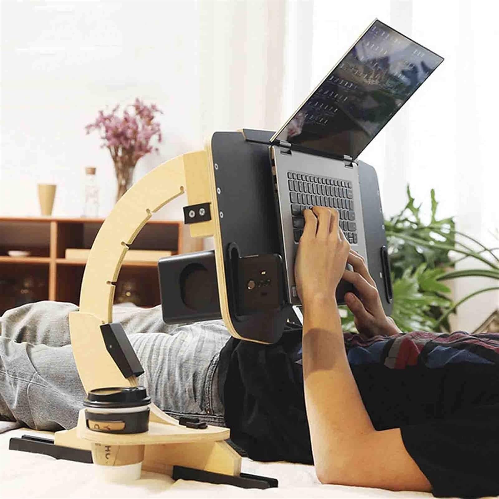 Generic Tavolino da letto per laptop, Staffa regolabile per laptop per notebook, stabile e durevole, Accessori per supporti per computer, per letto, Scrivania da letto pieghevole (D)