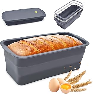 Silikon Brotbackform mit Deckel, BPA-freie, Antihaftbeschichtete, Flexible Toastbrot Backform, Hitzebeständige, Faltbare Kastenform für Kuchen für Backofen, Mikrowelle (32×14.5cm)