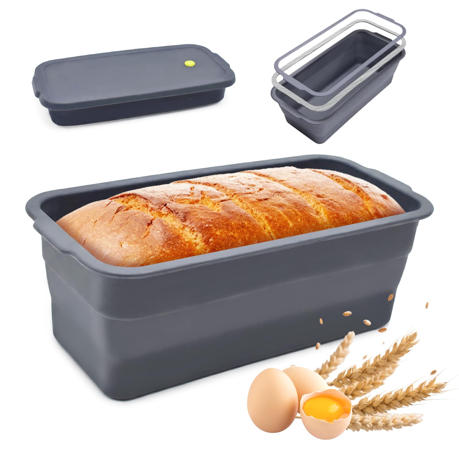 Moule pain de mie silicone avec couvercle cake pliable 32x14.5cm