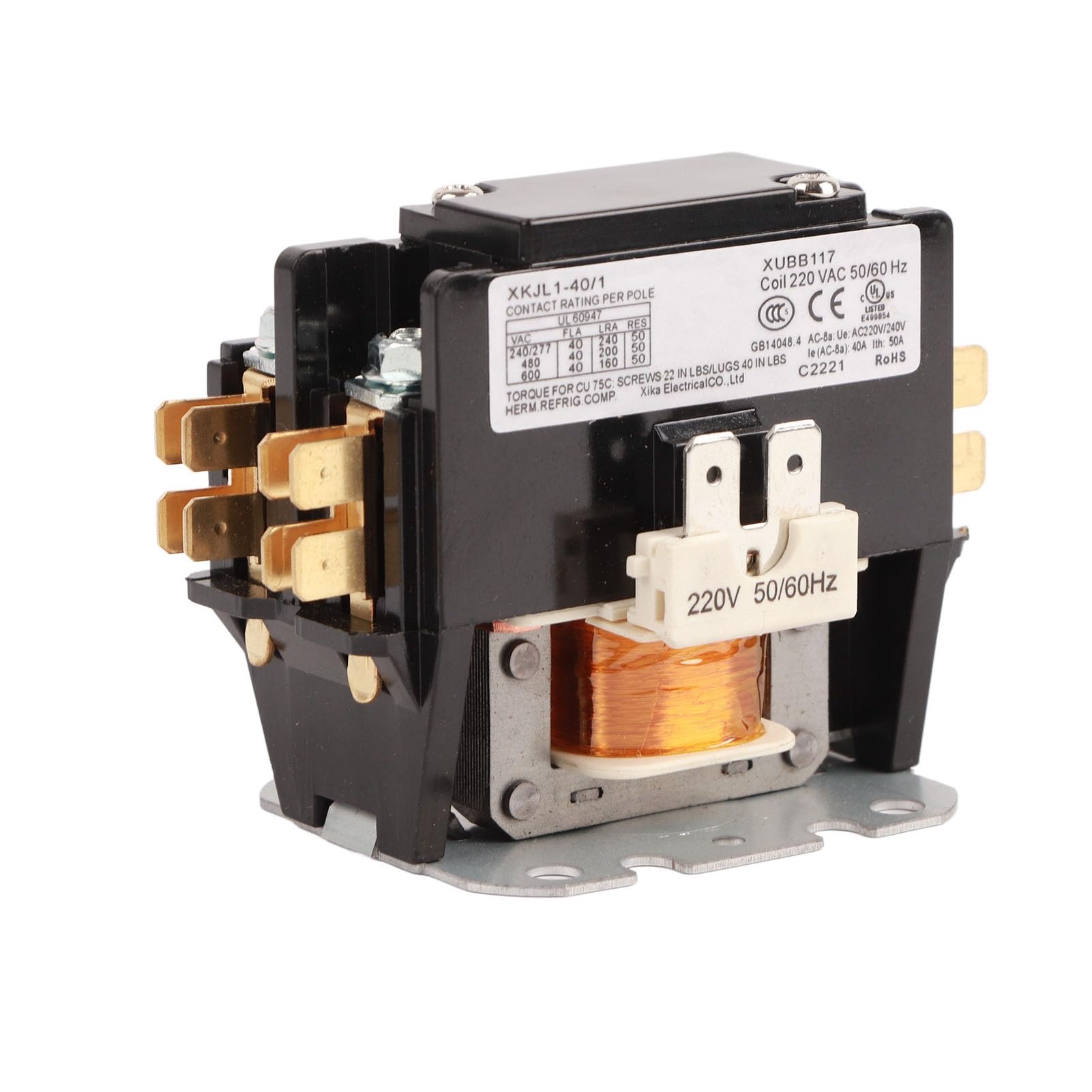 Contacteur AC Robuste Pa66, en Plastique thermodurcissable, contacteur à condensateur pour climatiseur, 220V, 50/60Hz (1P)