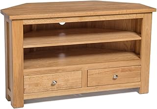 Hallowood Furniture Waverly Oak TV Unit with 2 Drawers and 1 Adjustable Shelf – TV Stand Cabinet for Living Room & Bedroom in Light Oak Finish – Wooden TV Cabinet with Storage - TV Table Media Table