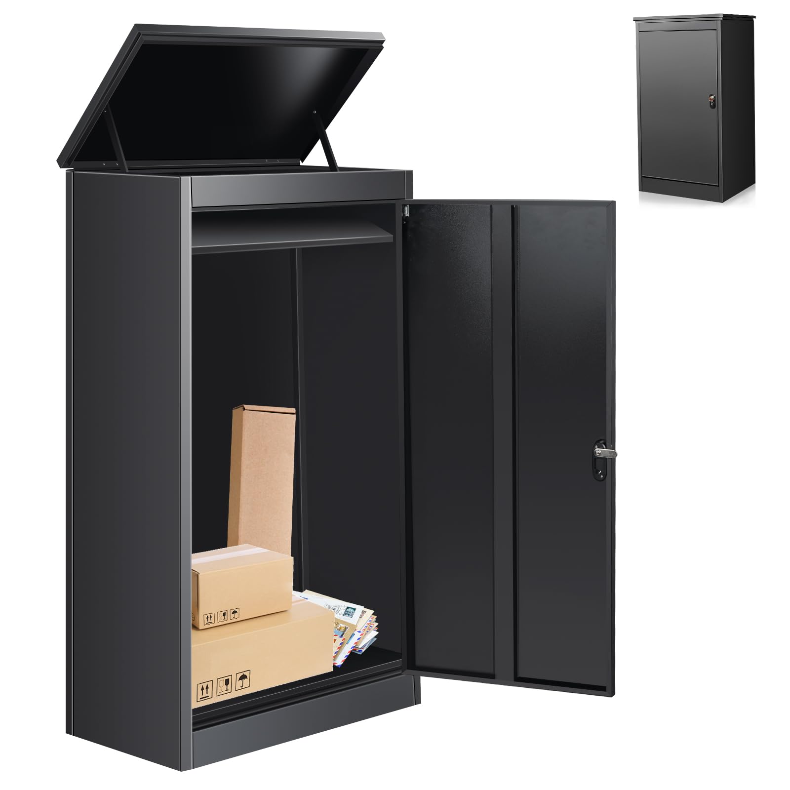 Outdoor Mailbox, Package Box with Combination Lock, Powder Coated Stainless Steel, Parcel Box with Waterproof and Anti-Theft Function (21" x 16.5" x 50")