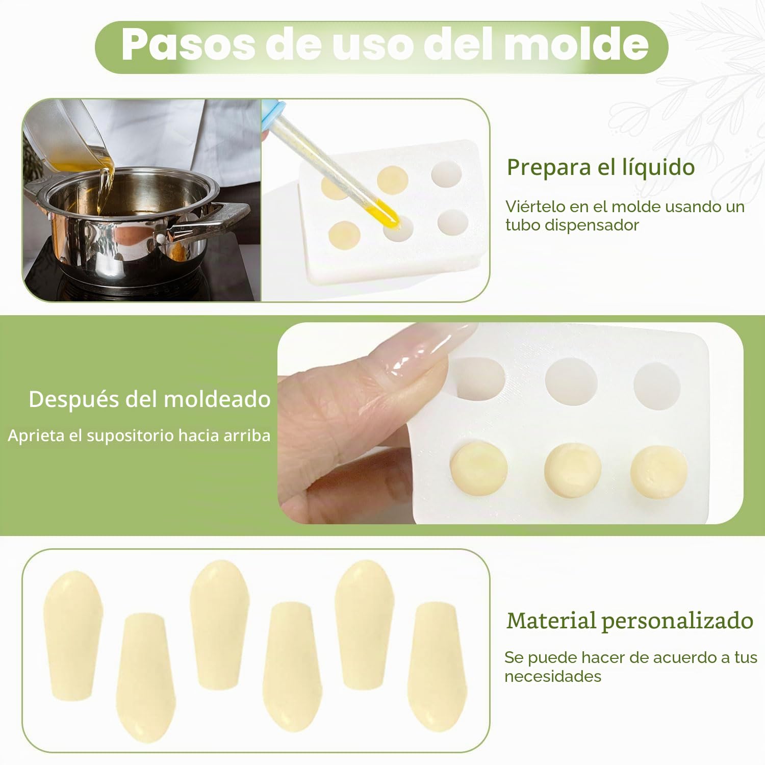 Fukumi Reusable suppository Molds Kit, 2ML, Silicone Tray, 4 Molds, 10 Liquid Droppers