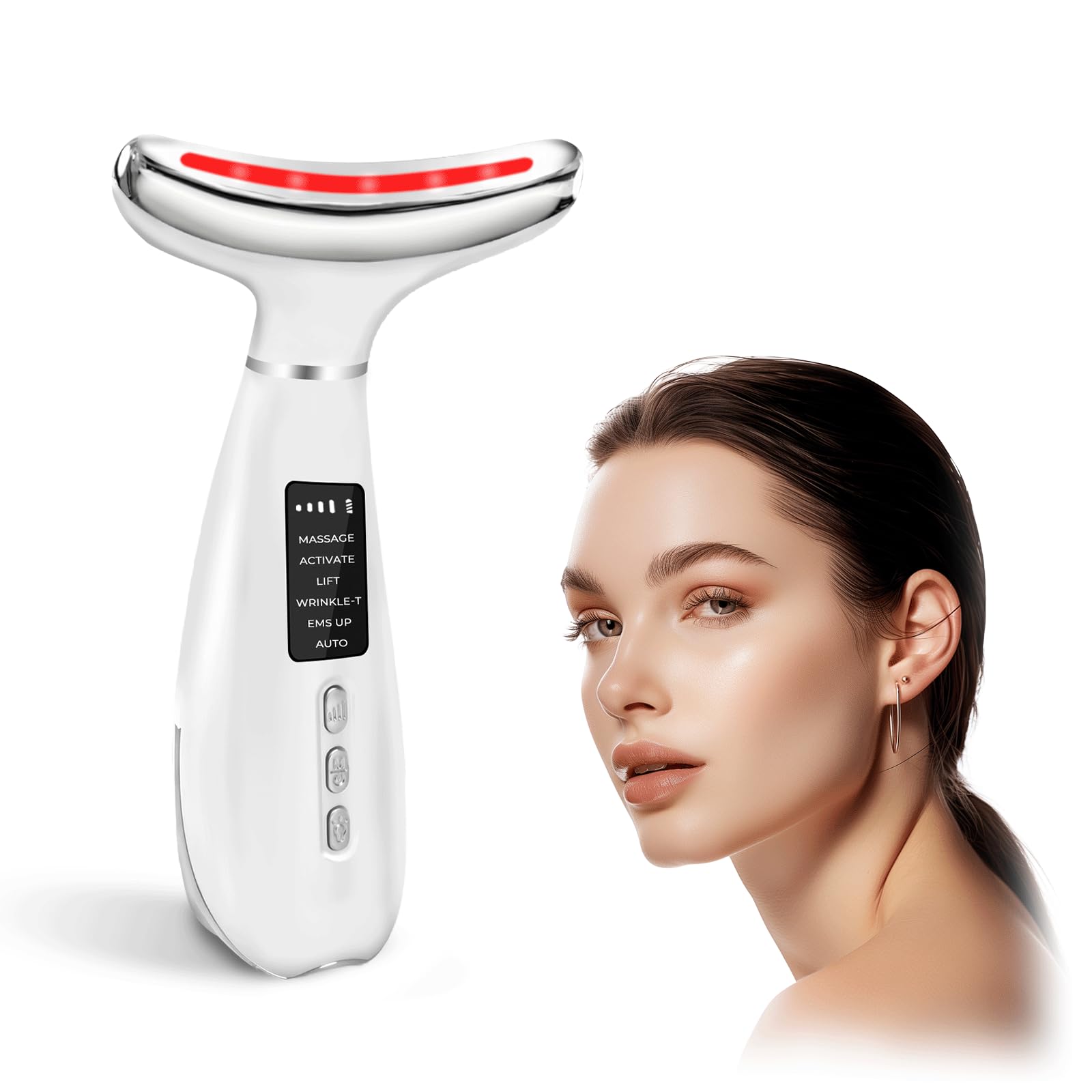Masajeador Facial,Masajeador facial antiarrugas,Máquina EMS Belleza,Lifting Facial EMS,Aparatos Faciales,Luz LED 7 Colores,6 Modos EMS Belleza,Reafirmante para Cara y Cuello