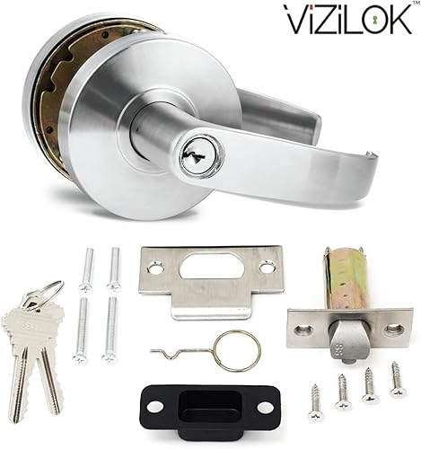 Miniatura 3 de VIZILOK Cerradura de puerta con palanca de entrada resistente al vandalismo con llaves C6FS-K - BHMI grado 2 resistente grado comercial izquierda