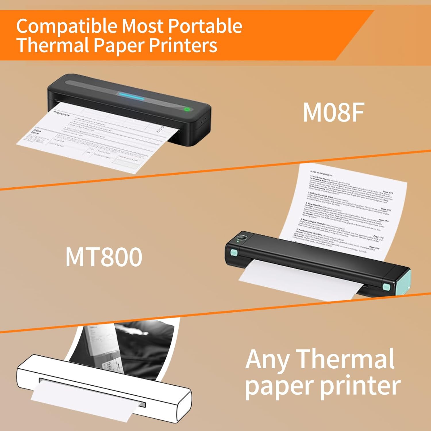 FungLam Thermal Printer Paper 8.5” x 11”, US Letter Thermal Papers, Continuous Perforated Folding Paper, Compatible with JADENS/Itari M08F Printers, 100 Sheet. thumbnail