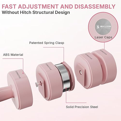 Miniatura 2 de Juego de 2 mancuernas, peso ajustable, mango antideslizante, colores macarrones, cada una de 2.24.46.68.8 libras, pesas de mano 4 en 1 para mujeres