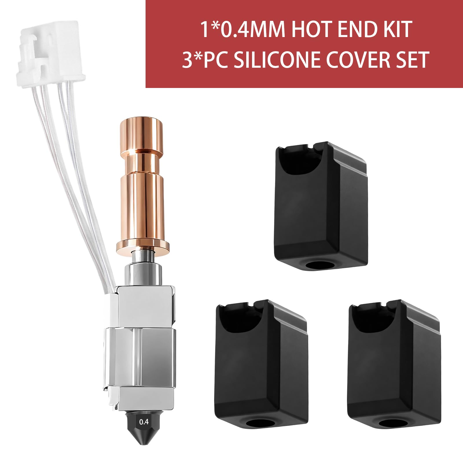 Ceramiczny hotend 0,4 mm, nadaje się do Kobra S1 Combo, głowica drukująca ze stali nierdzewnej, blok radiatora, wkład grzejny, termistor, dysza ze stali hartowanej, z trzema silikonowymi nakładkami