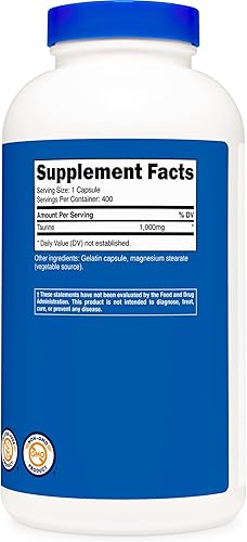 Miniatura 4 de Nutricost Taurina 1000 mg 400 cápsulas (2 botellas)
