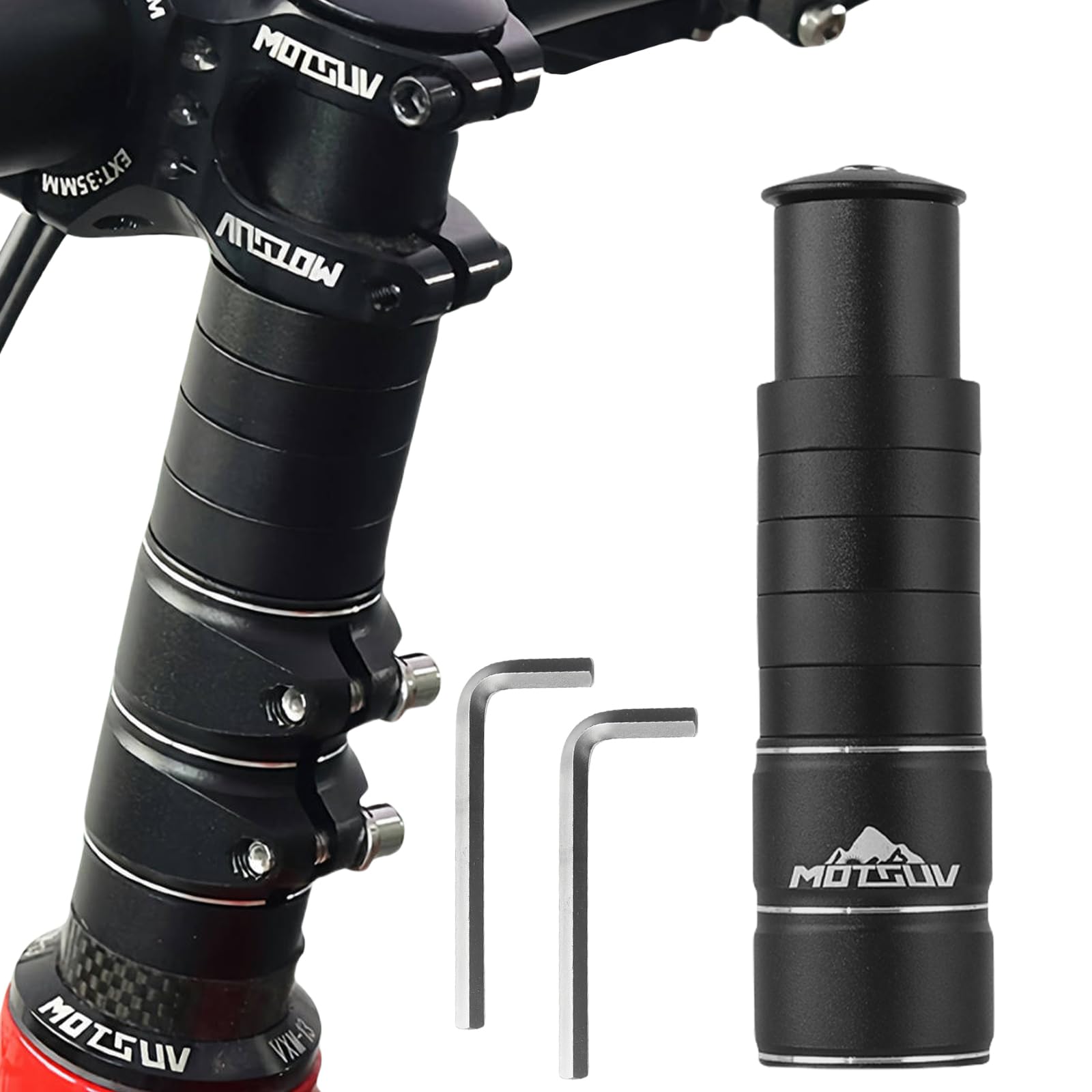 Prolunga Manubrio Bici, Adattatore Altezza Regolabile in Lega di Alluminio per Ciclismo Mountainbike, Bici da Strada