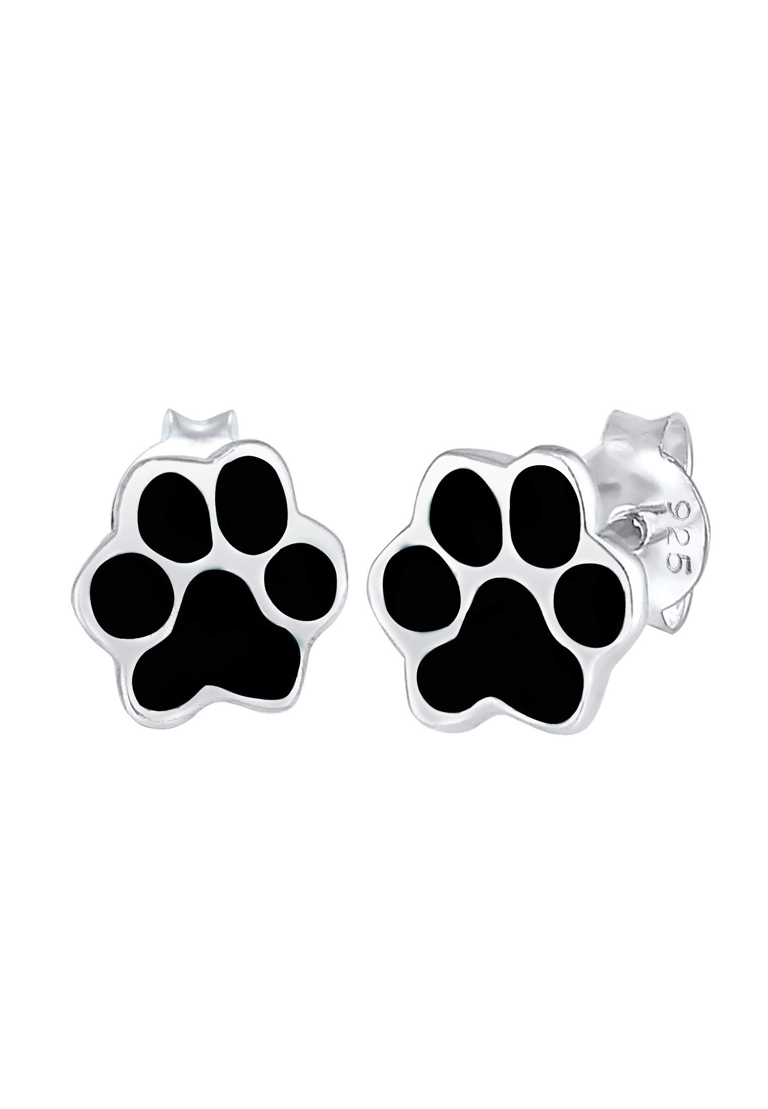 ElliWomen's 925 Sterling Silver Xilion Cut Ear Paw Animal Pet Stud Earrings