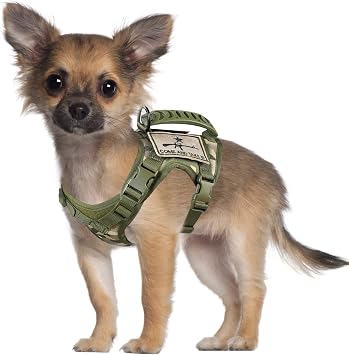 Tactical Dog Training Harness Outdoor Working Vest Adjustable Military MOLLE Dog Vest Harness with Rubber Handle X-Small Pack of 1, Camo