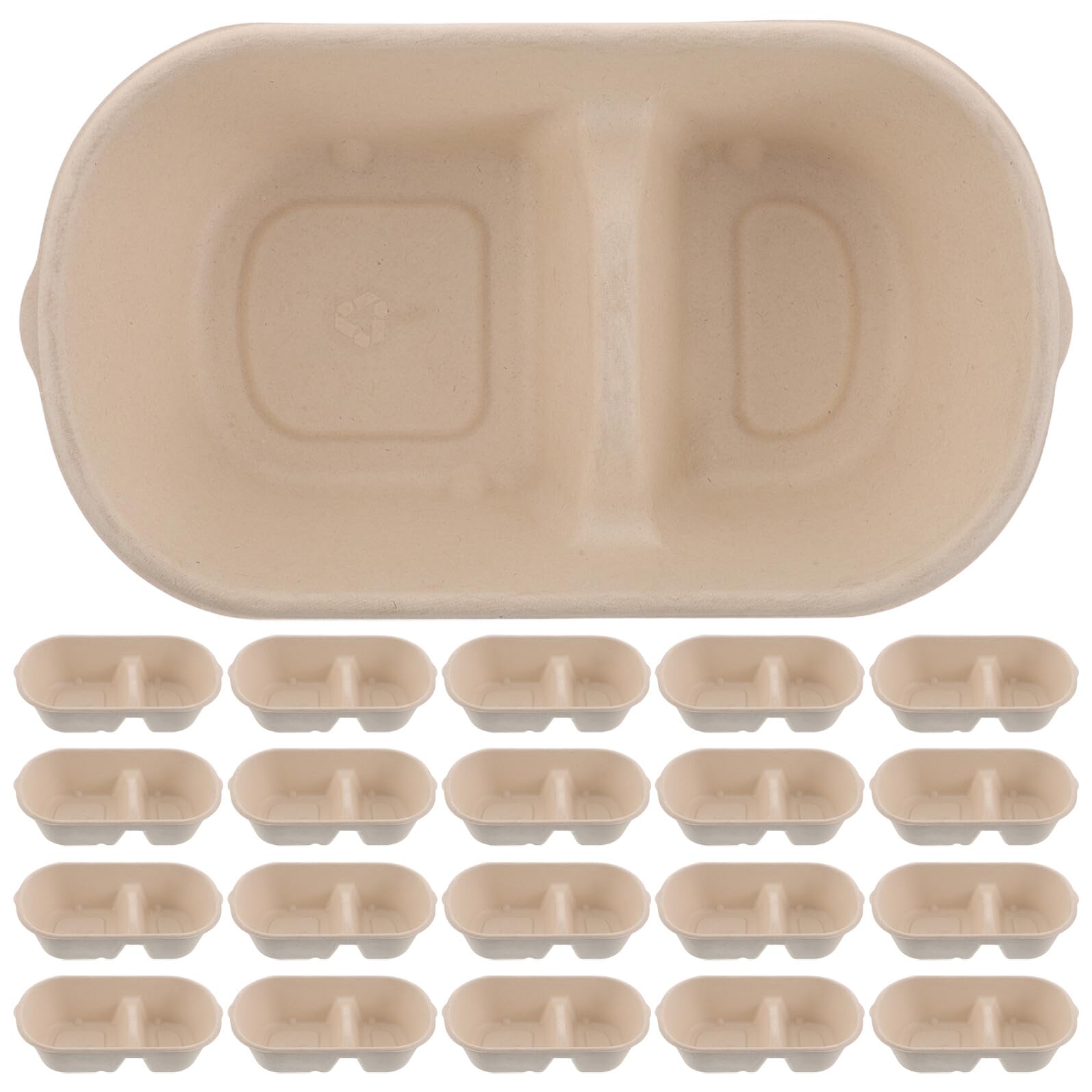 Milisten Lot de 50 Gamelles Jetables pour Chiens et Petits Animaux – Double Compartiment 1000 ML en Plastique Léger – Gamelle d'eau et Nourriture pour Cages Chenils et Voyages –