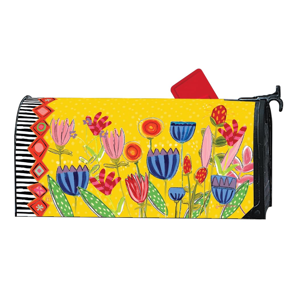 Housse magnétique fleurs sauvages jaune pour boîte aux lettres Studio M