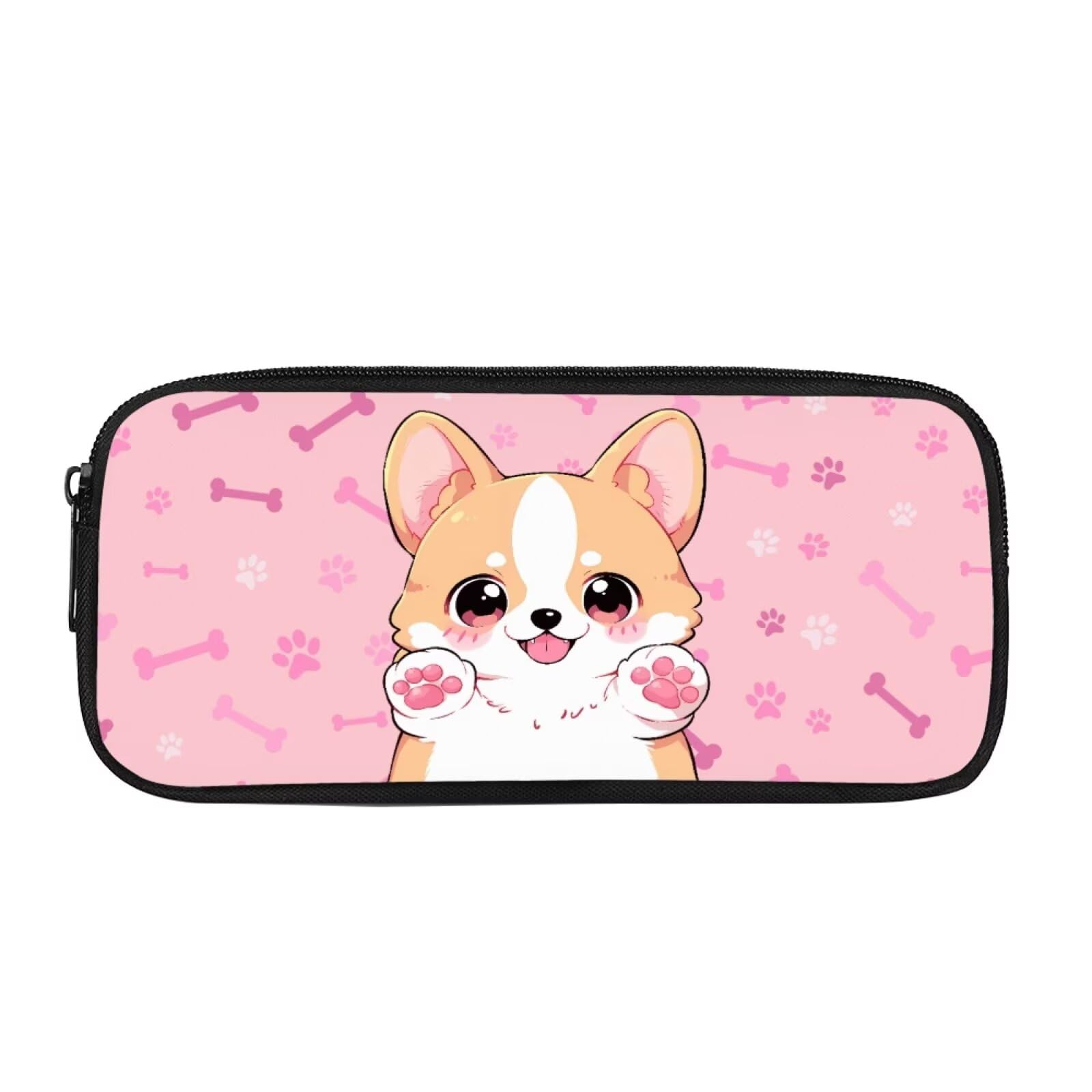 chaqlin Cute Corgi Pencil Case for Girls Women Desk Pen Box Bags Big Capacity Pencil Holder for Kids Children School Pencil Bags Brown Stationery Box Bags โ image 1