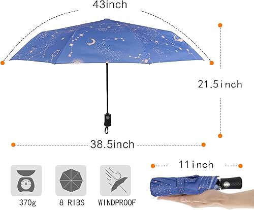 Miniatura 2 de LFLFWY Folding Umbrella with Drawstring Backpack - Compact Travel Umbrella Automatic Open and Close Lightweight Portable Windproof Umbrella Best