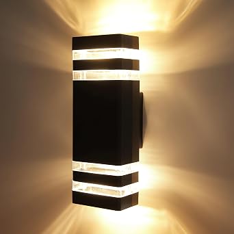CANMEIJIA LED Wall Light, Outdoor Wall Lights IP65 Waterproof Outside Lights Porch Light Front Door Lamp Modern Aluminum Black 3000K Included 2 * 6W GU10 for Garden Hallway Bathroom etc [Energy Class F]