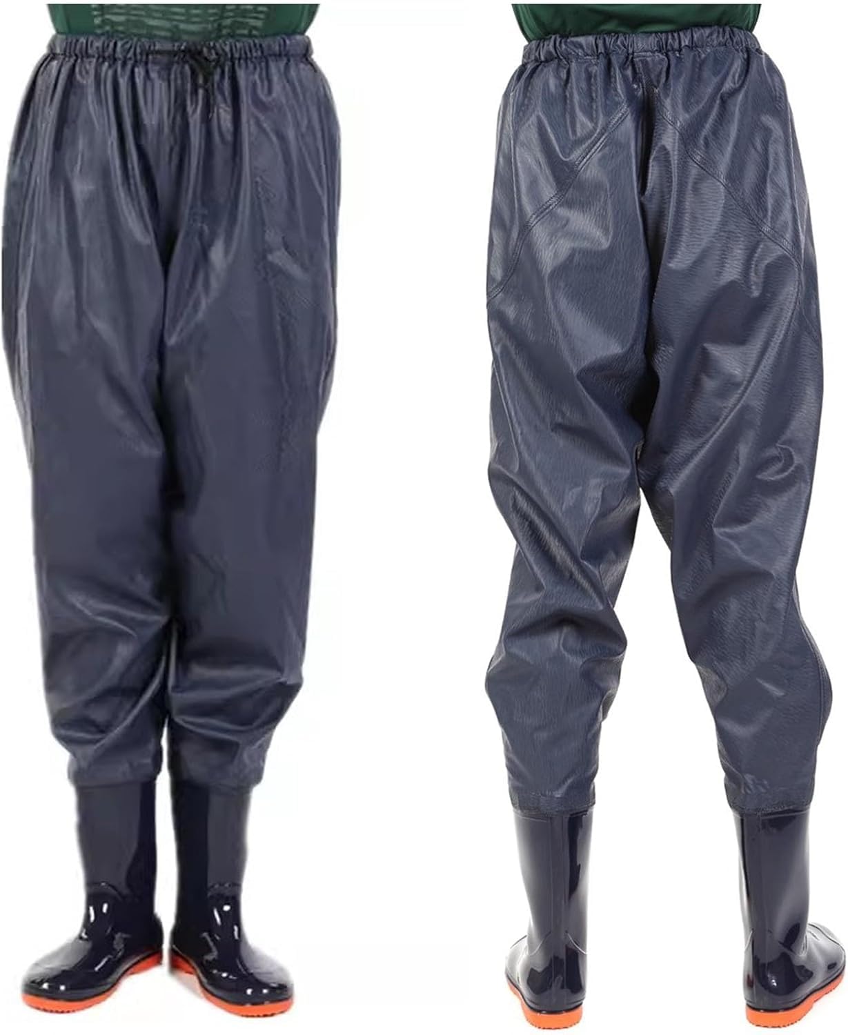 Męskie wędkarskie spodnie wędkarskie z butami, wodoodporne buty wędkarskie z PVC, buty wędkarskie z podeszwą antypoślizgową i elastycznym pasem(8.5)