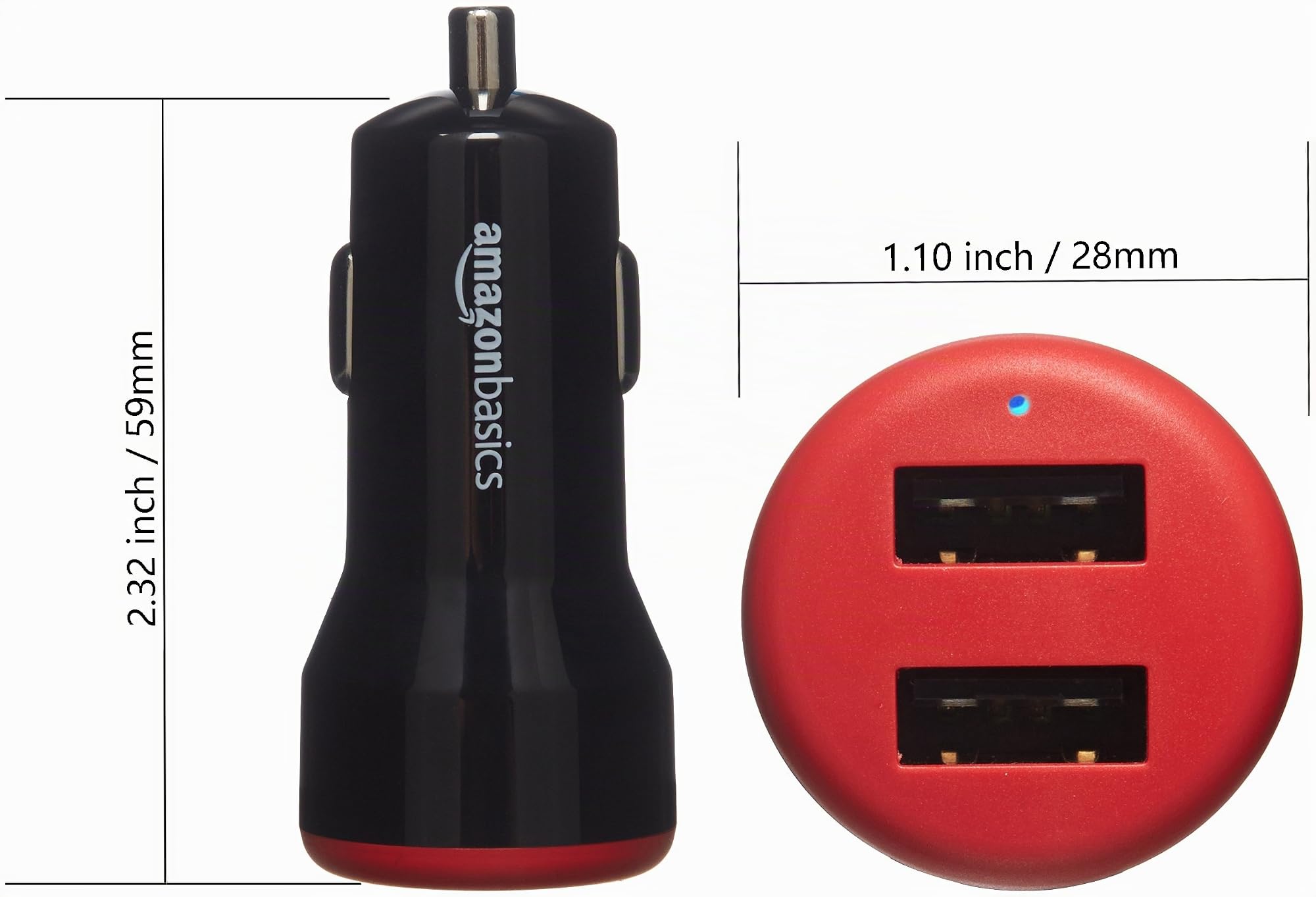 MICHELIN 92416 Cric Hydraulique Rouleur + Amazon Basics Chargeur 2 Ports USB de Voiture pour appareils Apple et Android 4,8 Amp/24 W, Noir/Rouge