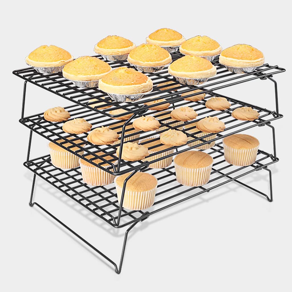 XMING Estante de enfriamiento Plegable Antiadherente Negro for Pasteles, Pan y Pastel de Luna con Red de enfriamiento (Size : One)