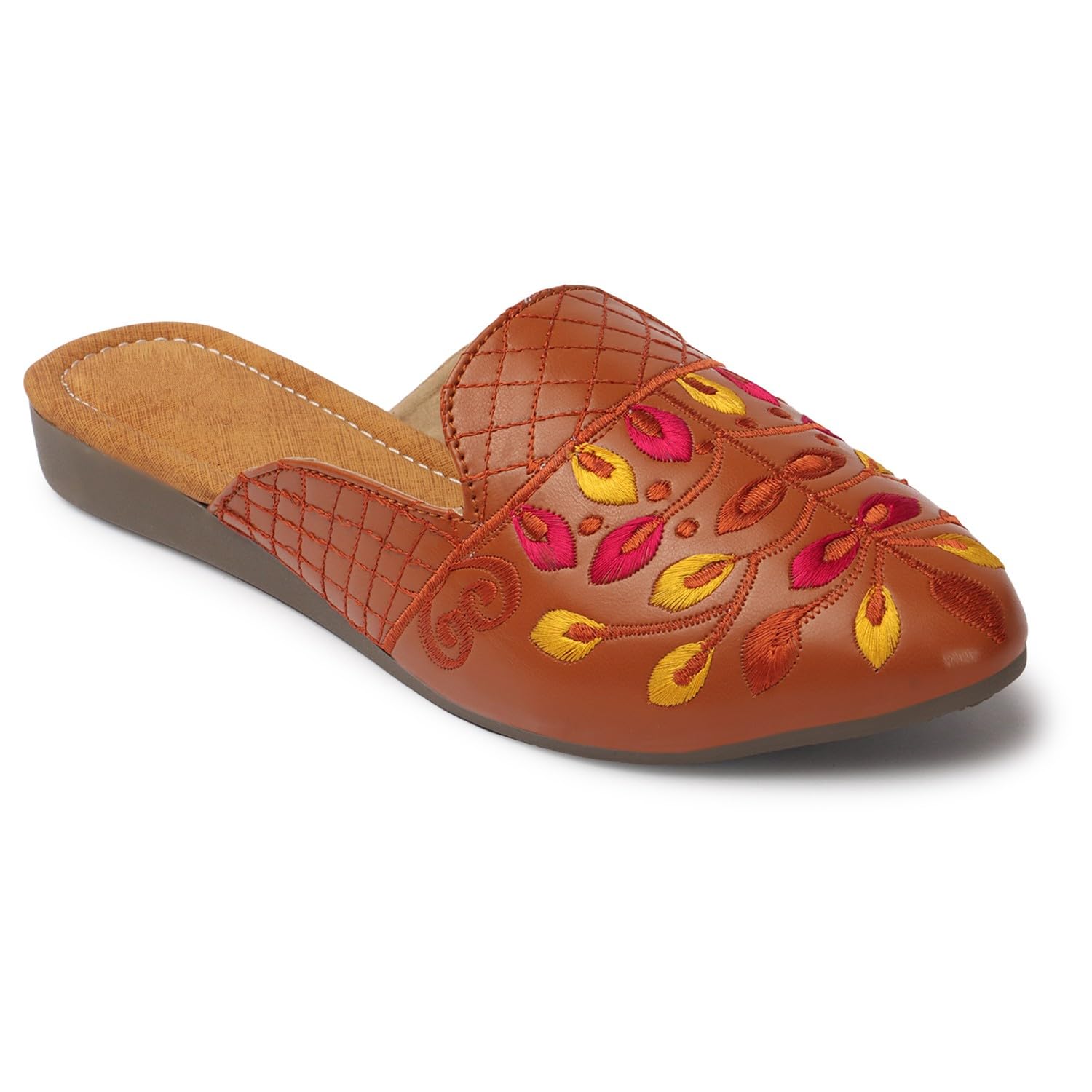 SHENELLFASHION Embroidered Mules Shoes & Sandals for Women Flats, Office & Party Occasion (Tan, Numeric_7) (B0CCVSZNKJ) Amazon Price History, Amazon Price Tracker