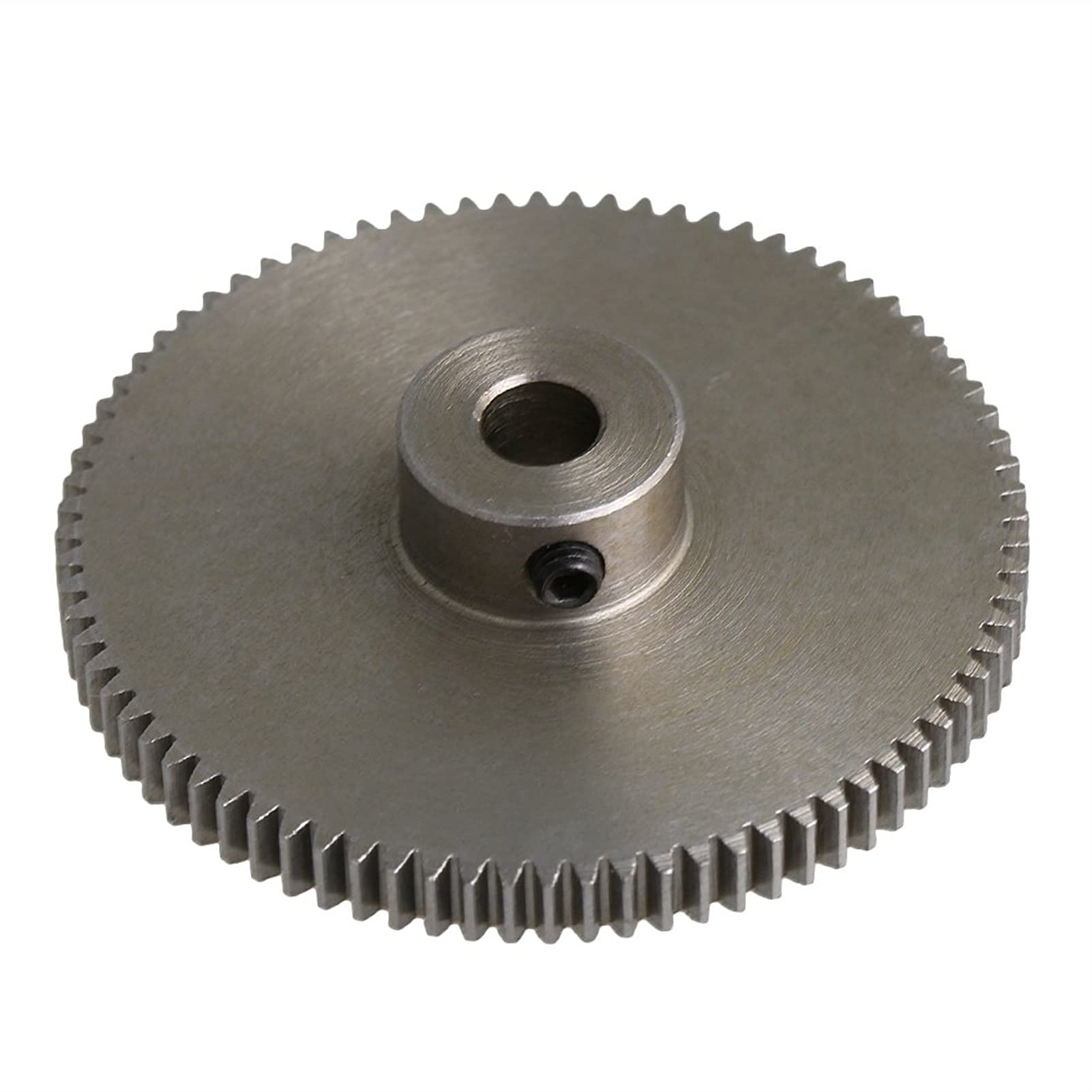 Motorritzel, Zahnrad, Modulritzel, Motorritzel, silbernes 100-Zähne-Motormetall 45# Stahlzahnrad 0,5 Modulus-Oberschrauben 4 mm Lochdurchmesser