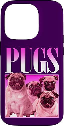 Miniatura 17 de iPhone 16 Pugs Bootleg Rap | Lindo Pug Dog Pet Owners Retro 90's Poster Case