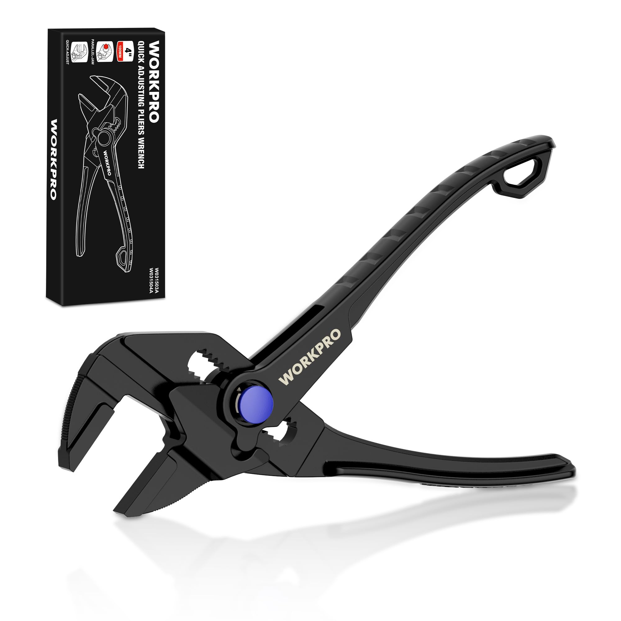 WORKPRO 100 mm Mini-Zangenschlüssel, Verstellbarer Zangenschlüssel, EDC, Ratschenfunktion, selbstjustierende Backen, max. Spannweite 20 mm, Doppelgriff für kraftsparendes Arbeiten