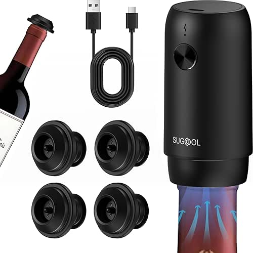 Electric Wine Saver & Preserver Pump with Vacuum Wine Bottle