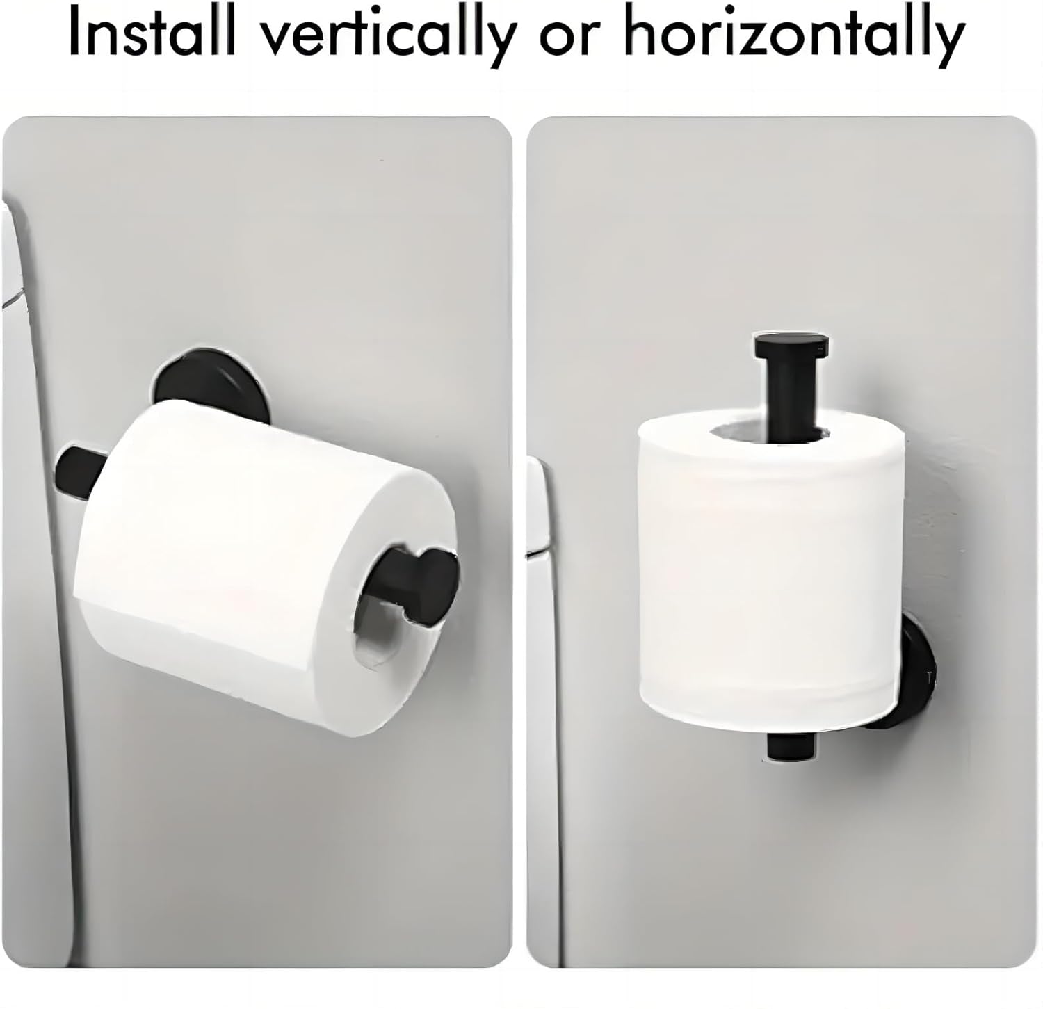 Toilet Paper Holder, Wall Mount, Matte Black, Toilet Paper Roll Dispenser Bathroom, Stainless Steel, Toilet Paper Roll Holder for Bathroom, Washroom, Black