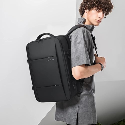 Miniatura 7 de BANGE Mochila de viaje para hombre y mujer, Negro -, Cremallera