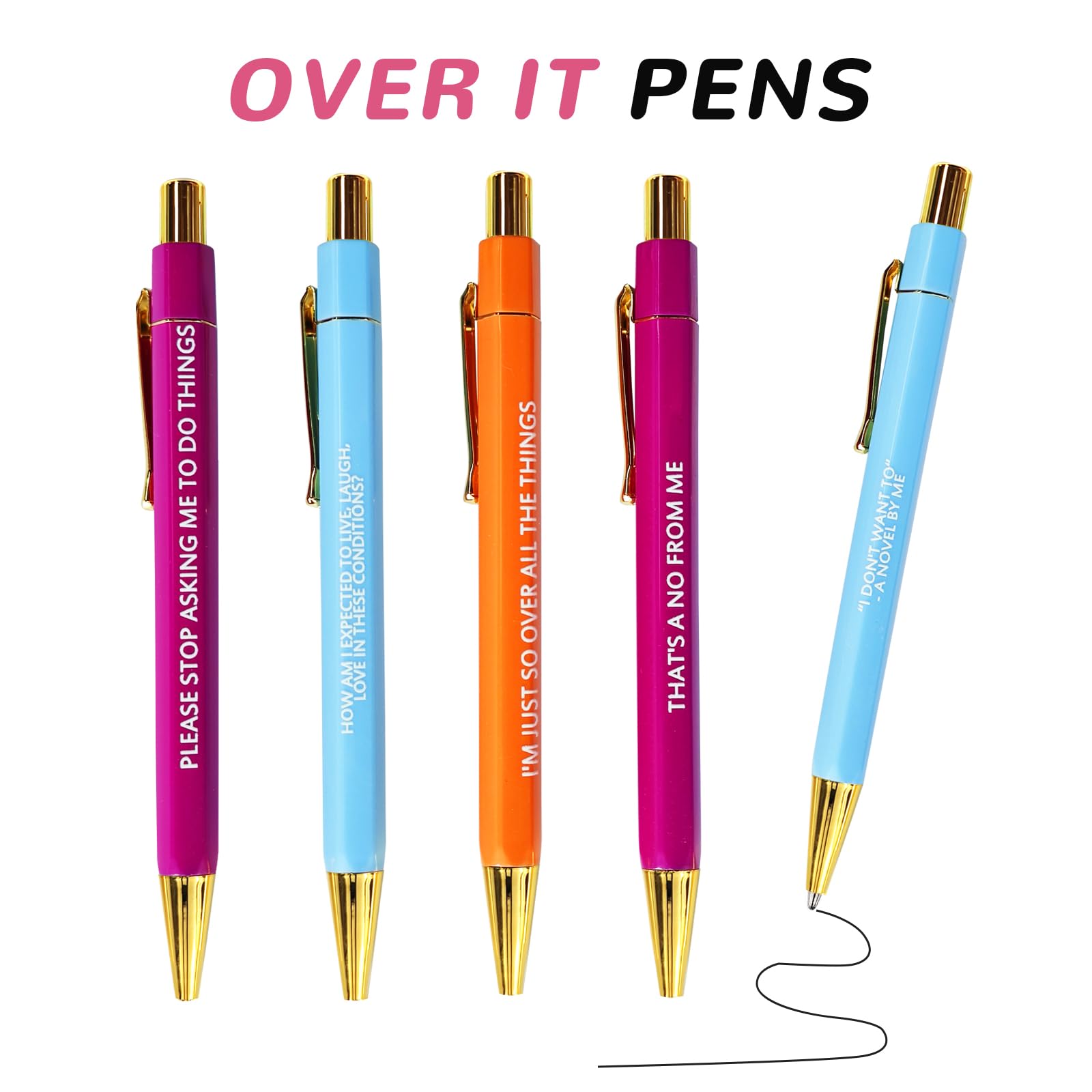 SHCHME Funny Pen Set - 5PCS Swear Word Ballpoint Pens, Black Ink Novelty Pens For Office & Colleagues-623937