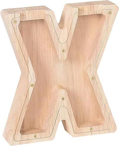 Alcancía para niños y niñas, hucha grande de 26 letras del alfabeto inglés, de madera personalizada, caja de ahorro de dinero personalizada, nombre