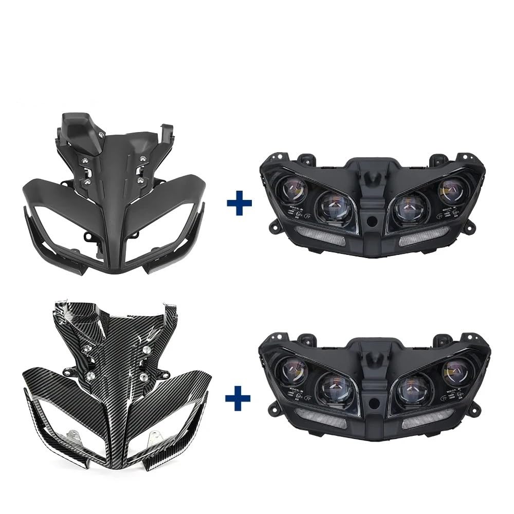 Światło Do Jazdy Pasuje Do Yamaha MT09 2017-2020 Osłona Na Światła LED Motocykl Przednia Osłona Głowy Górny Nos Owiewka Osłona Uchwytu Reflektor Dirt Bike Reflektor(Set Black)