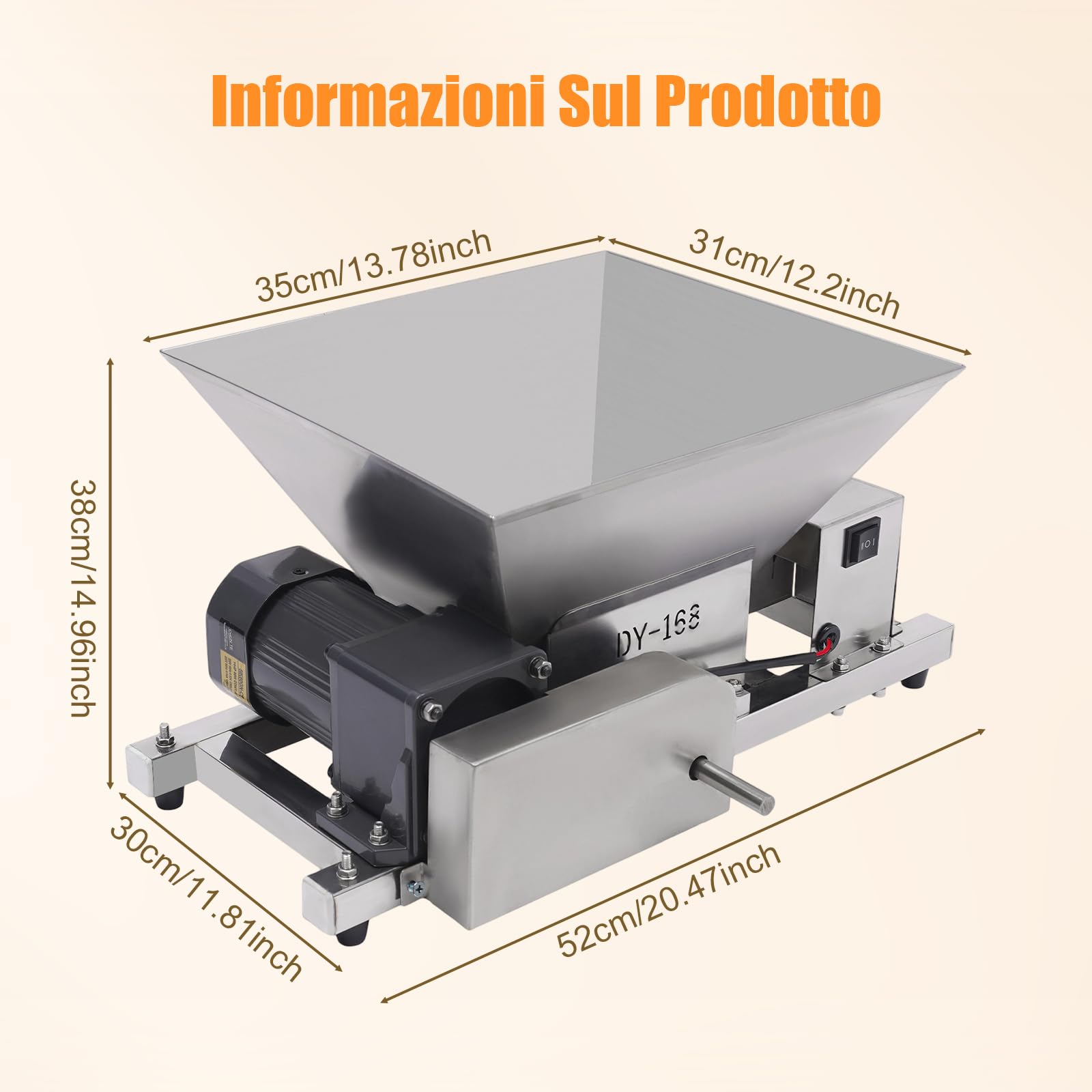 Frantoio elettrico da 4 l, 60 W, 75 rpm, per frutta commerciale, pane di canna e zucchero di canna