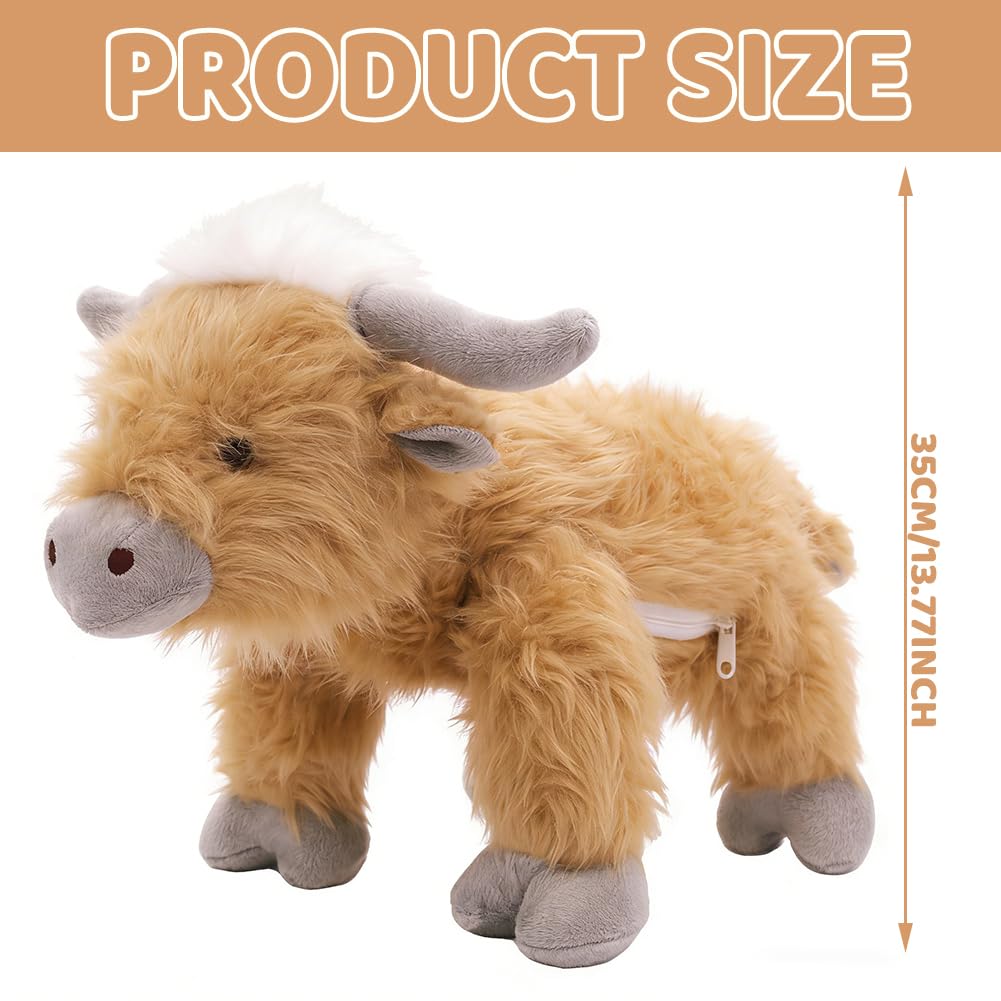 JynxtoyZeal 35cm Highland Cow Stuffed Animals Plush Toy Hochlandskühe Teddy Stuffed Soft Standing Highland Bull Animal Toy Soft Cuddly Plushies Farm Toy Home Decor Gift - Image 2