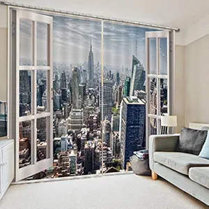 IVELECT 2Pcs Landscape Scenery Window Door Curtains Blinds 3D Printed Decoration 11 