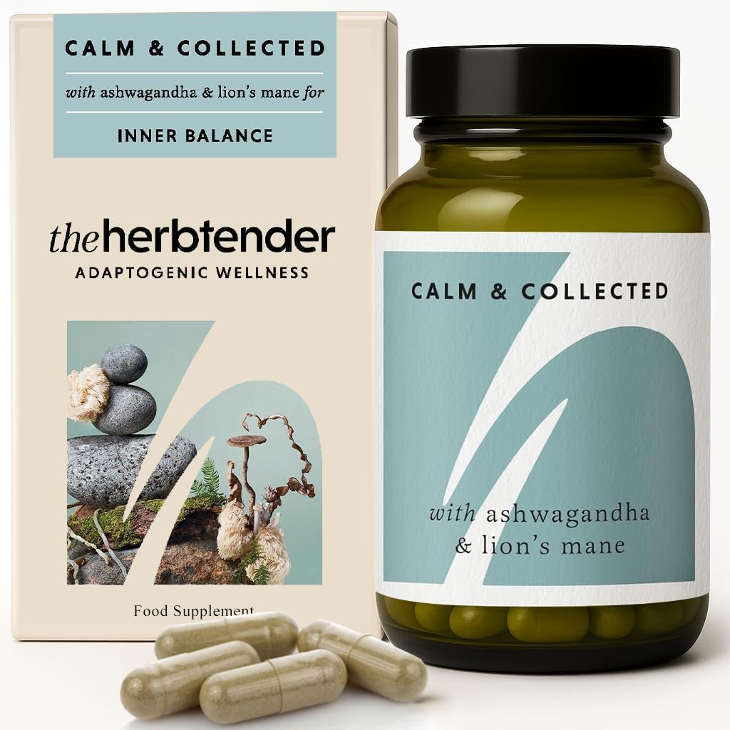 Calm & Collected – 60 Capsules – Ashwagandha Capsules with Lion’s Mane & Holy Basil – Natural Stress & Anxiety Support – Calming Blend for Relaxation & Inner Balance