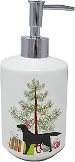 Black Labrador Retriever Merry Christmas Tree Ceramic Soap Dispenser