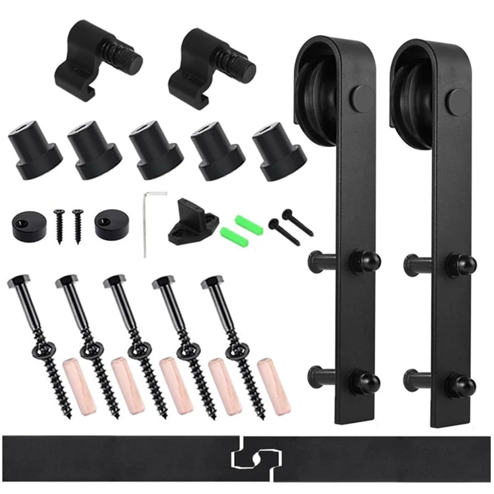 Barn Door Sliding Kit, 4-10FT Track Sliding Barn Door Hardware Kit Heavy Duty for Single Wood (J Shape)(6.6FT 201CM Rail Kit)