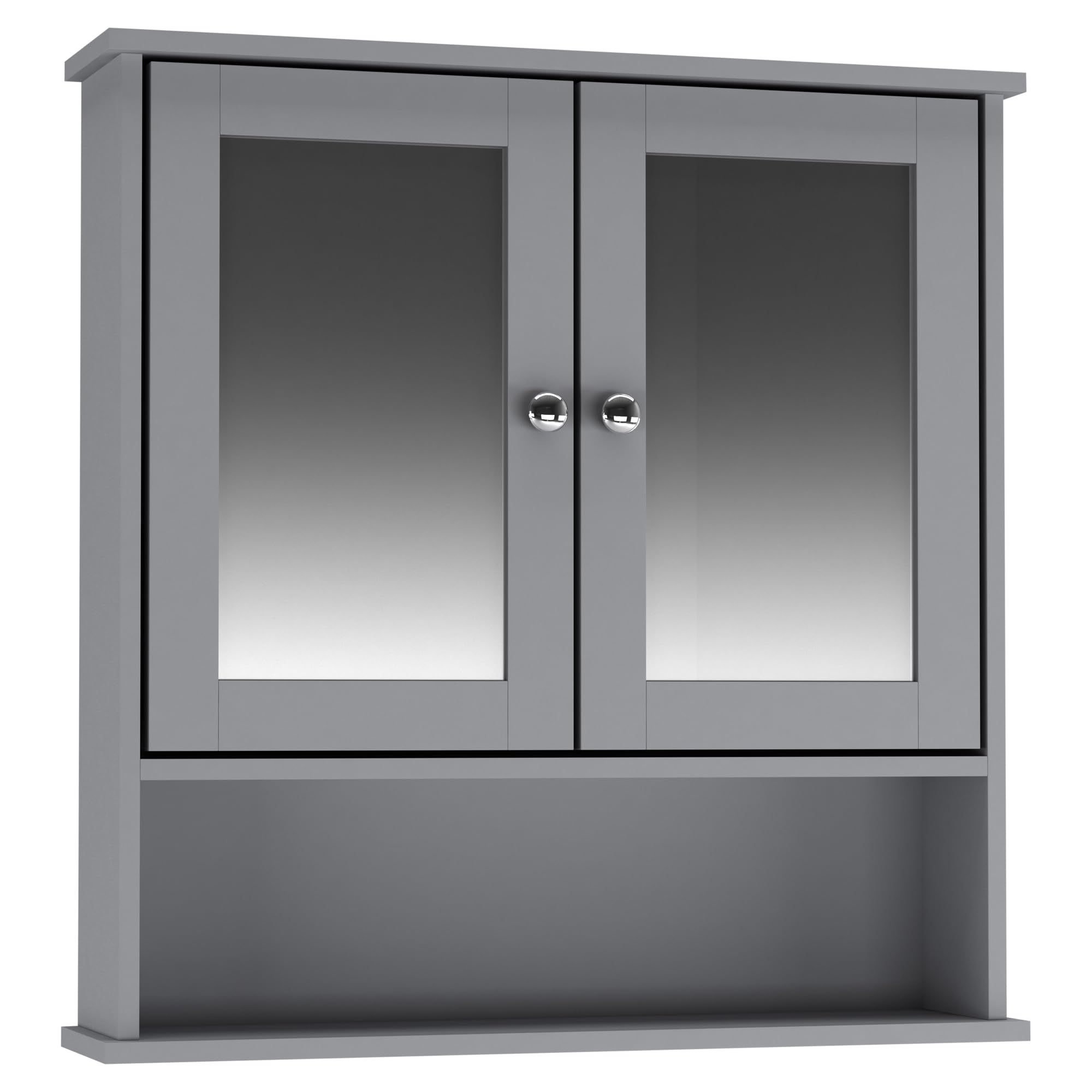 URBNLIVING Bathroom Modern Wall Cabinet With 2 Doors Mirrors Shelves Bath Medicine First Aid Toiletries Wall Mounted Storage Cabinet (Grey) — image 1