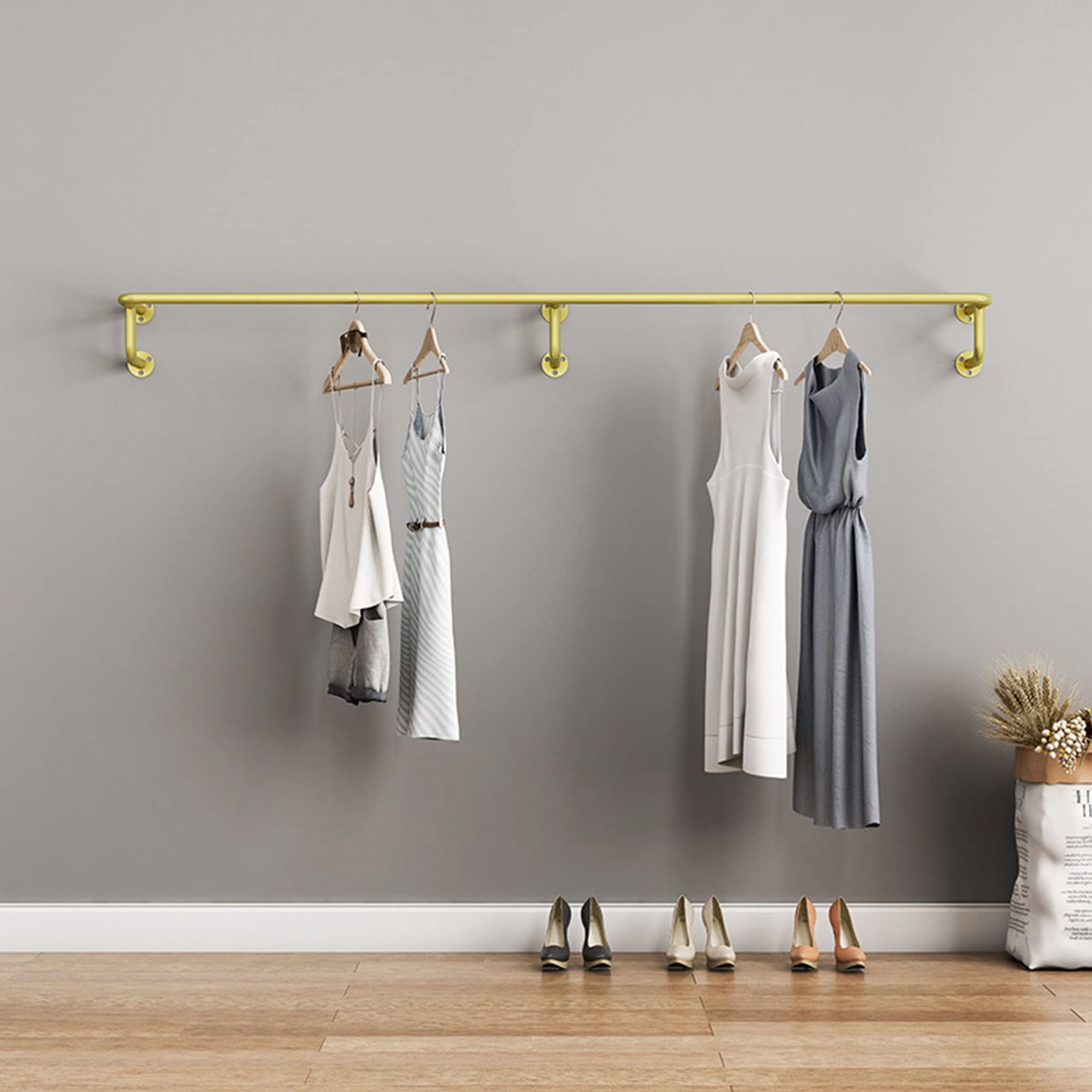 YNBSHGAA Creative Garment Display Racks Hanging Rod, Boutique Clothing Store Hanging Clothes Shelf, Retail Clothing Rack Multi Purpose Gold Pipe, Commercial Clothes Storage Hanger,Gold-length 180CM